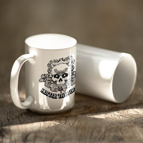 Hotter than Hell Coffee Mug. Halloween Coffee Cup. 15oz Ceramic Mug - Picture 2 of 3